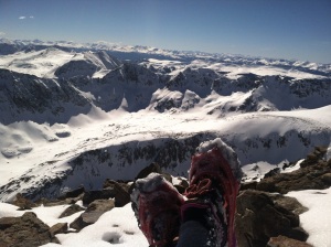 Just me and Luna, enjoying the summit of Quandary ALONE for the 7th time this winter or so